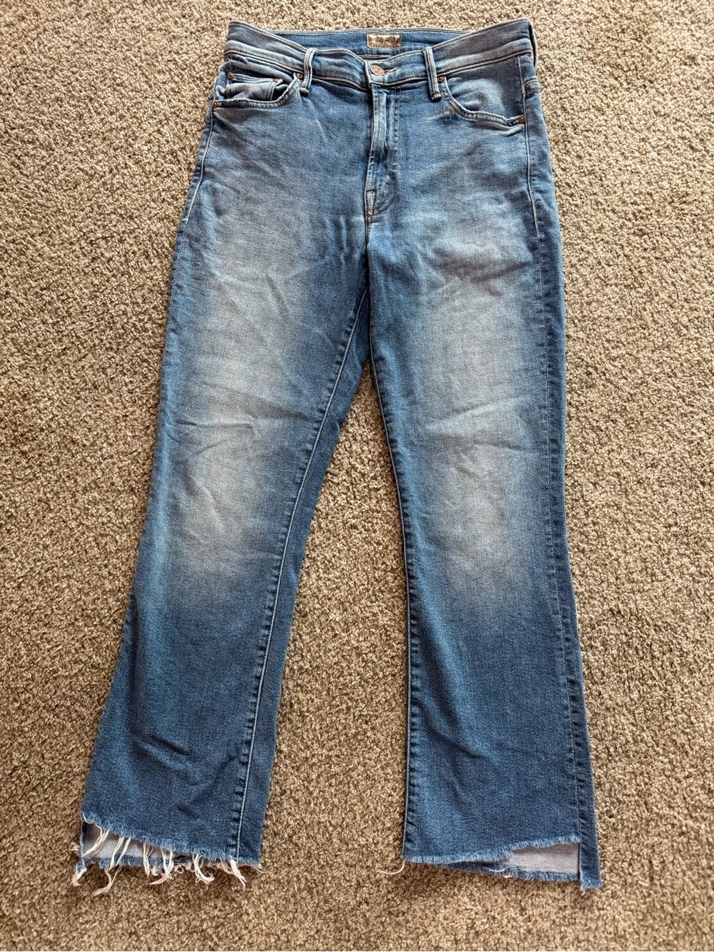 MOTHER Men's Blue Bootcut Jeans with Raw Hem